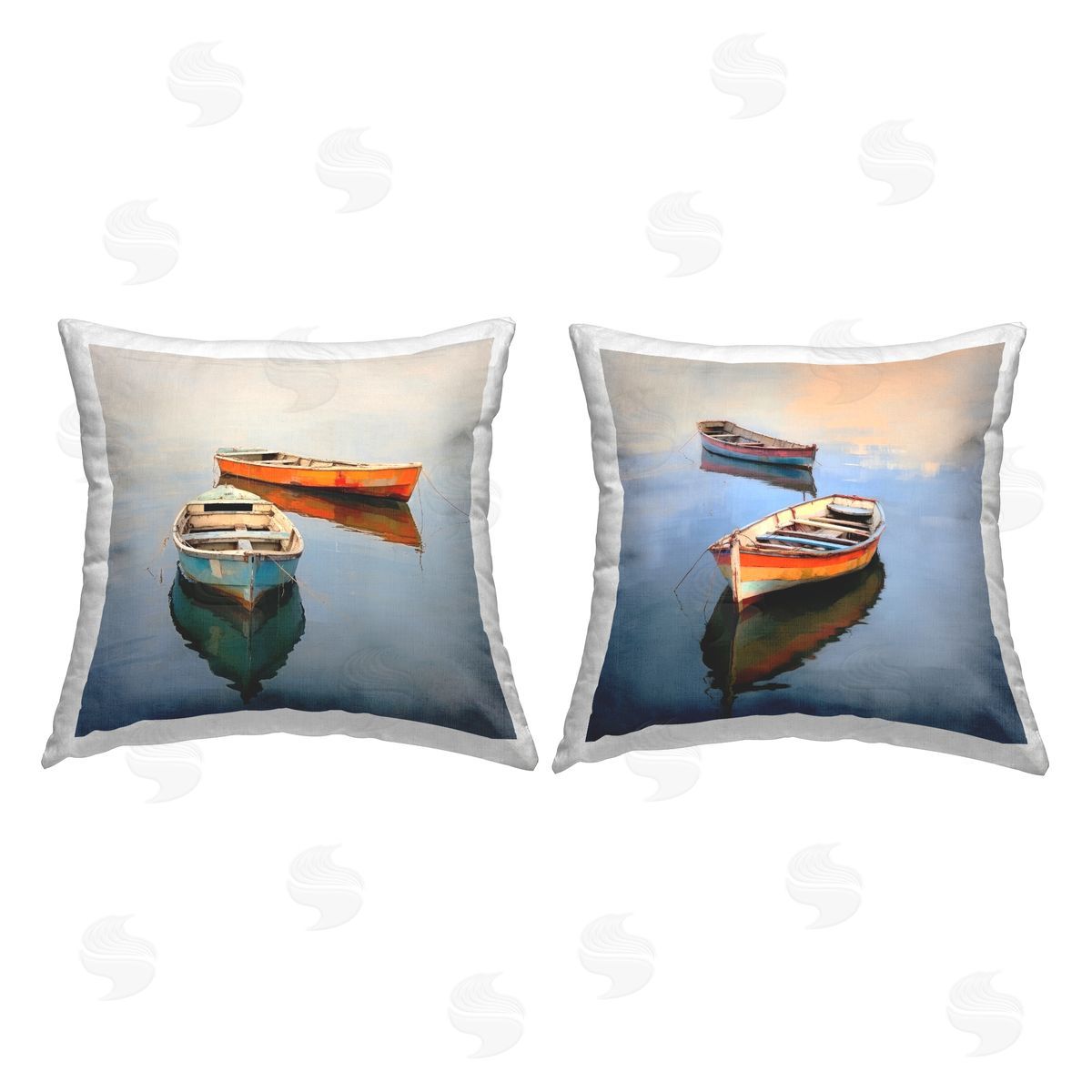 Two Boats on Lake Decorative Printed Pillow, Home Decor by Irena Orlov