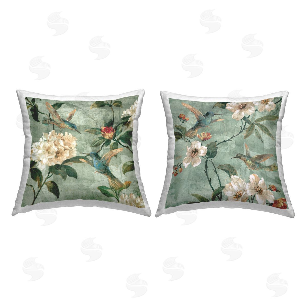 Geraniums & Hummingbirds Decorative Printed Pillow, Home Decor by Reneé Campbell