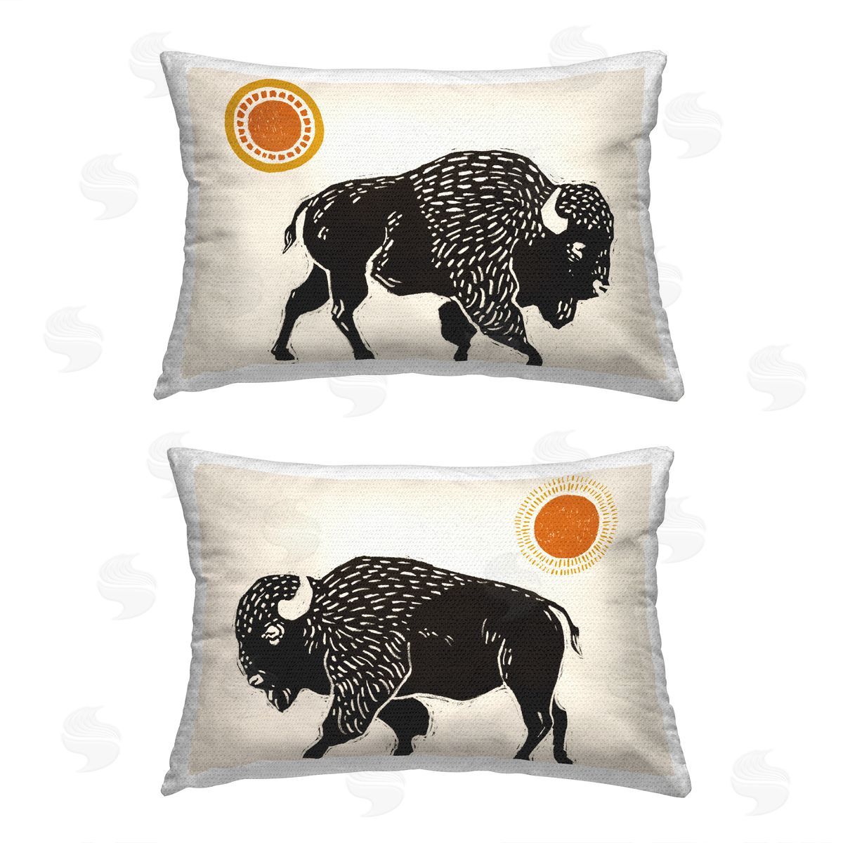 Victoria Barnes Bison & Sun Nature Outdoor Quick-Dry Polyester Printed Throw Pillow