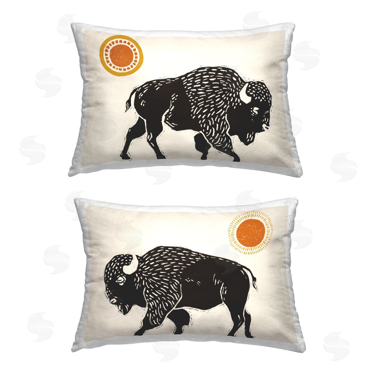 Victoria Barnes Bison & Sun Nature Printed Plush Polyester Throw Pillow