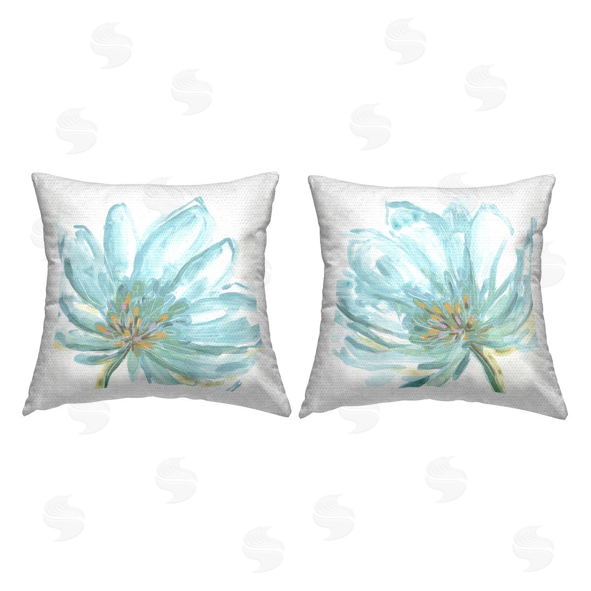 Blue Flowers Abstraction Outdoor Printed Pillow, Home Decor by Jennifer Brinley