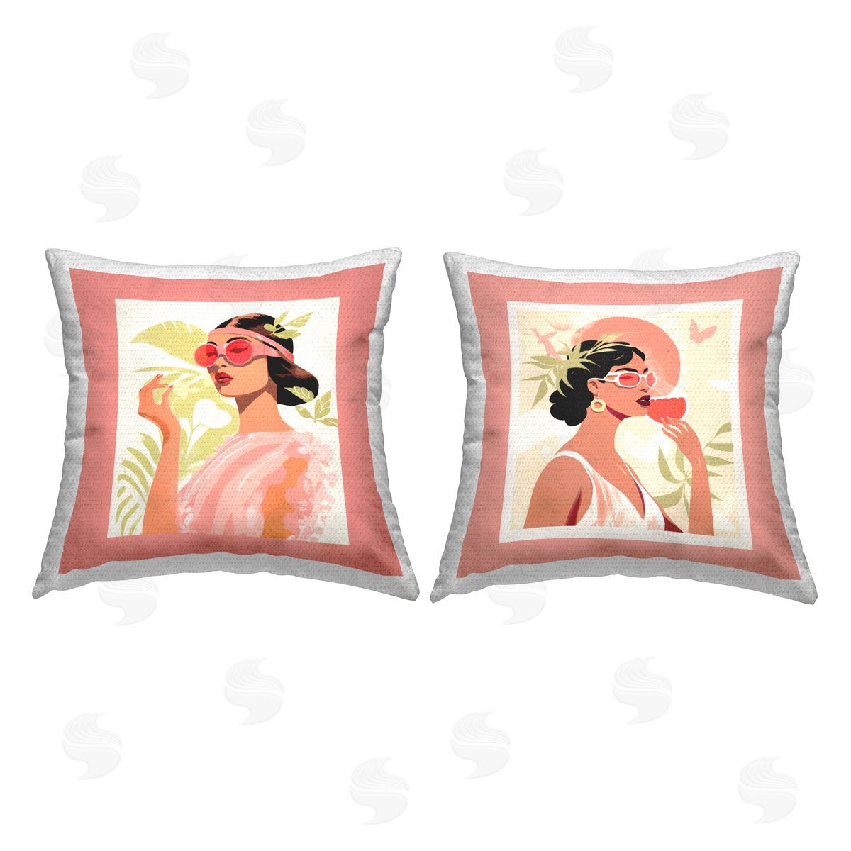 Glam Summer Fashion Girls Outdoor Printed Pillow, Home Decor by Jennifer Brinley