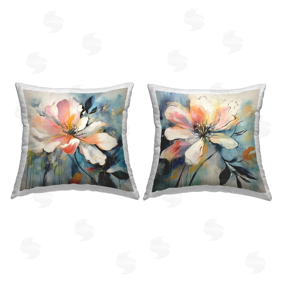 Flowers with Modern Drip Outdoor Printed Pillow, Home Decor by Jennifer Brinley