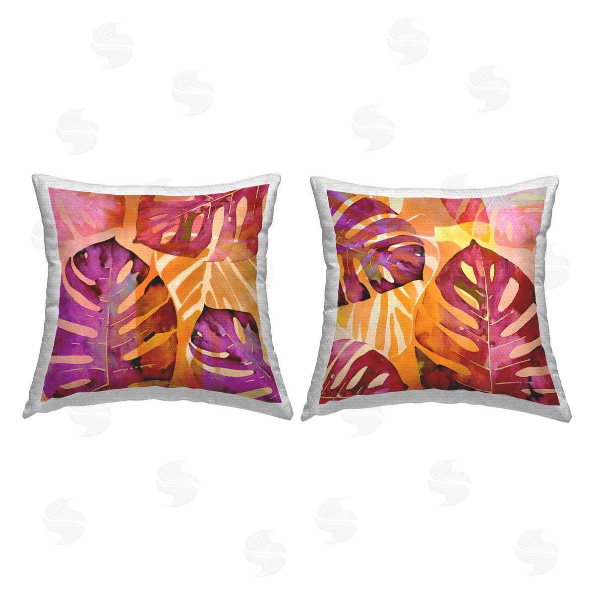 Andrea Haase Tropical Overlapping Leaves Outdoor Quick-Dry Polyester Printed Throw Pillow