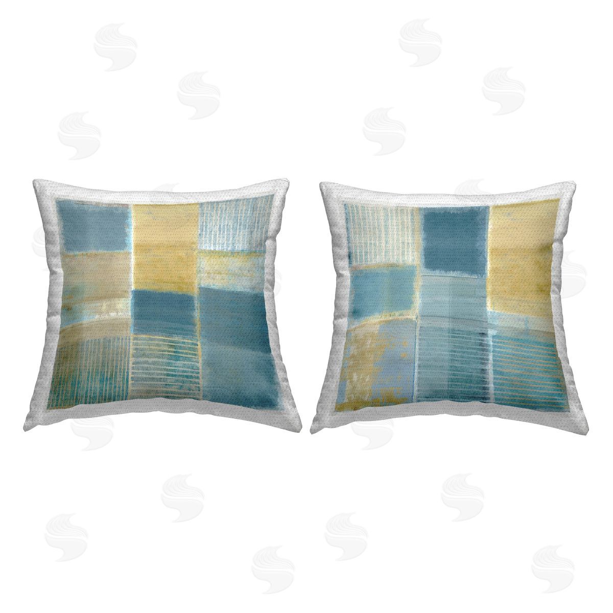 Flora Kouta Blue Rustic Geometrics Outdoor Quick-Dry Polyester Printed Throw Pillow