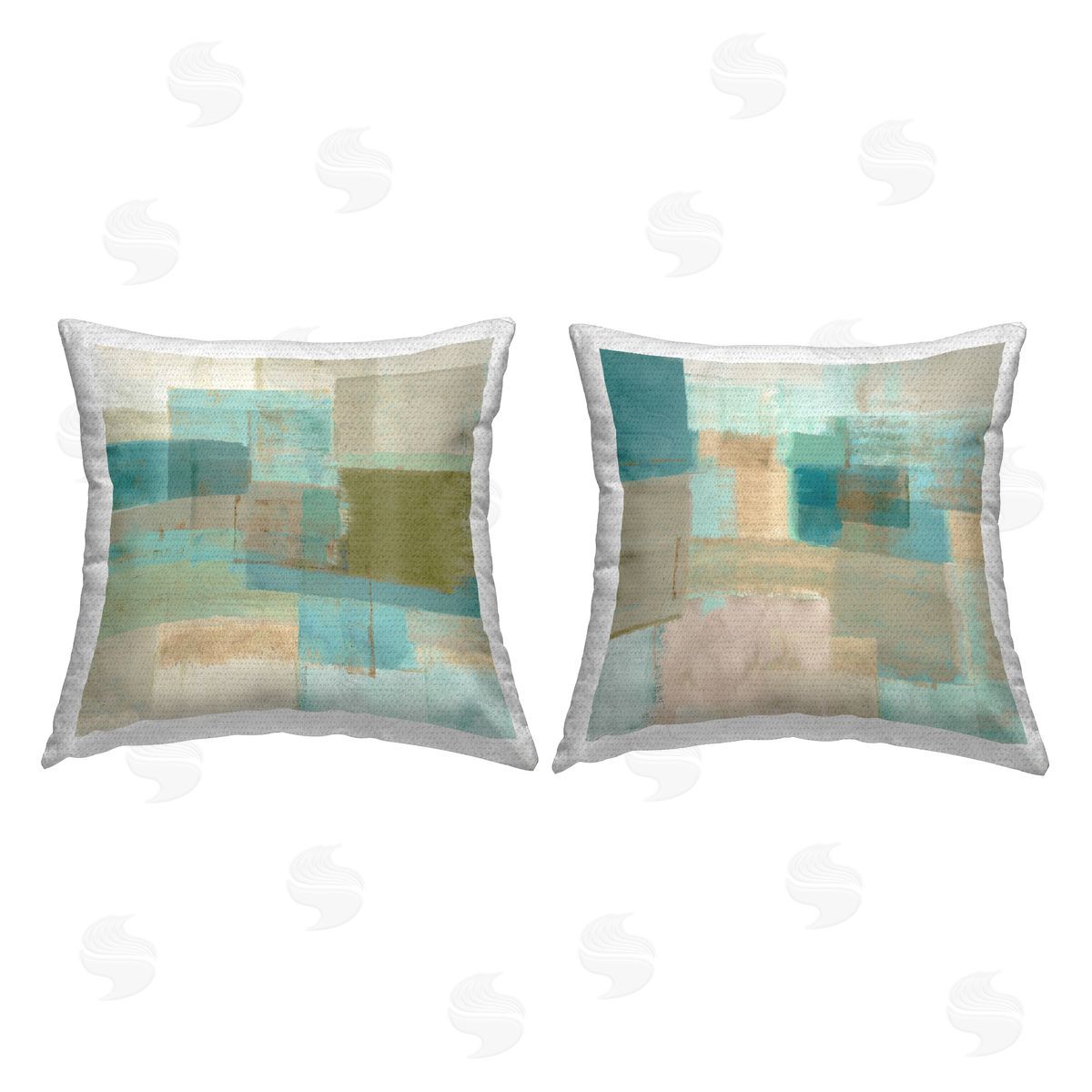 Flora Kouta Abstract Geometric Collage Outdoor Quick-Dry Polyester Printed Throw Pillow