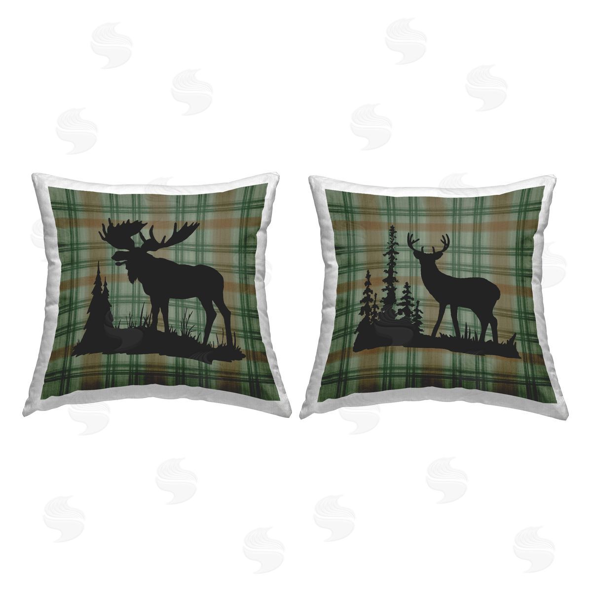 Jacki Frerichs Plaid Woodland Animals Printed Plush Polyester Throw Pillow