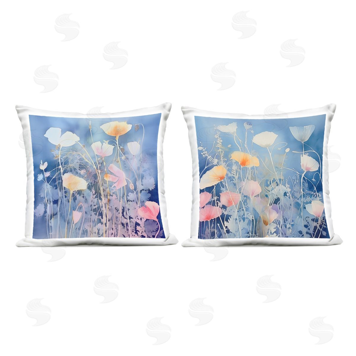 Irena Orlov Abstract Blue Flower Layers Outdoor Quick-Dry Polyester Printed Throw Pillow