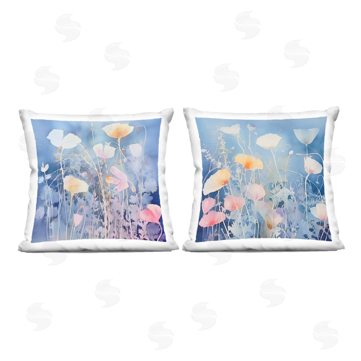 Irena Orlov Abstract Blue Flower Layers Printed Plush Polyester Throw Pillow