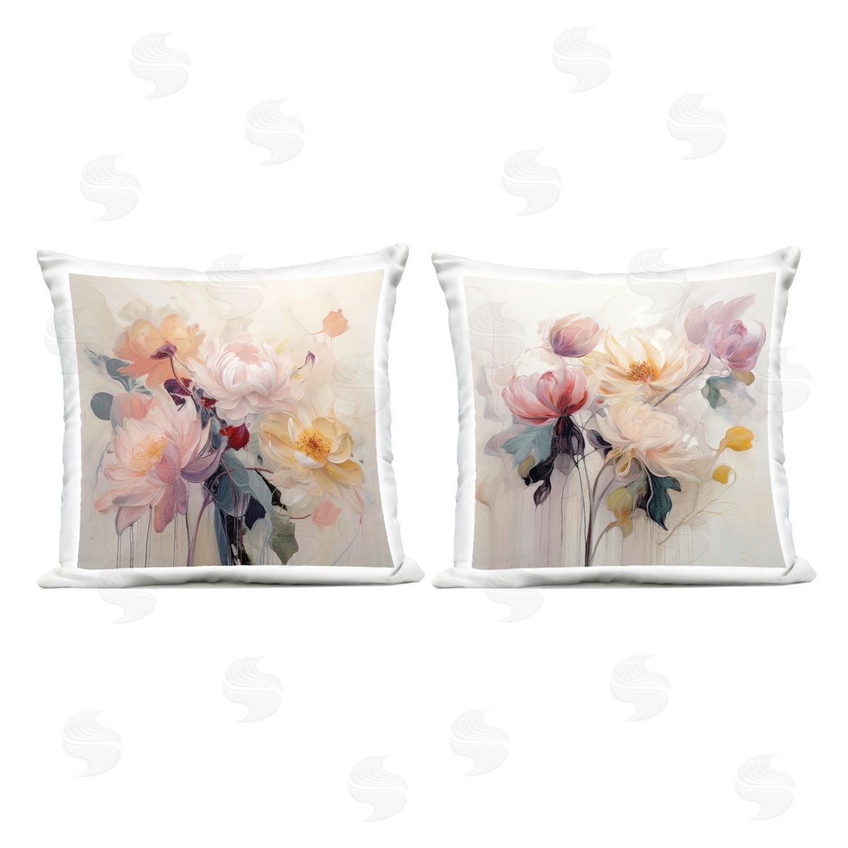 Irena Orlov Traditional Neutral Blossoms Outdoor Quick-Dry Polyester Printed Throw Pillow