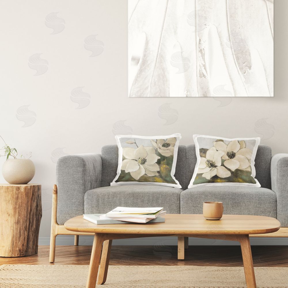 Lanie Loreth Blooming Magnolia Blossom Printed Plush Polyester Throw Pillow On Chair