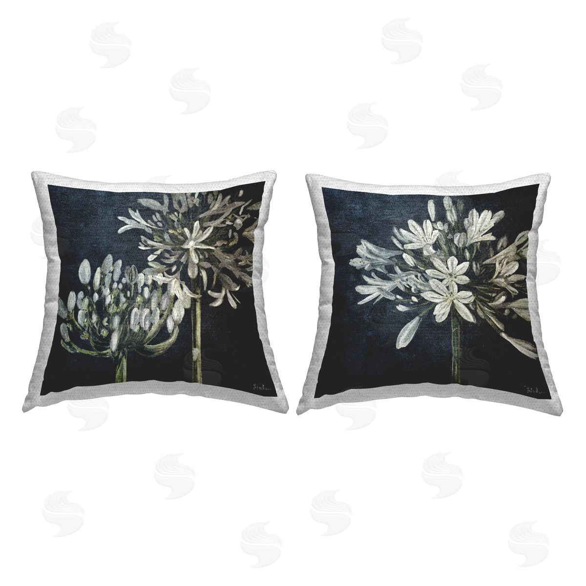 Patricia Pinto Blossoming Flower Stem Botanical Outdoor Quick-Dry Polyester Printed Throw Pillow