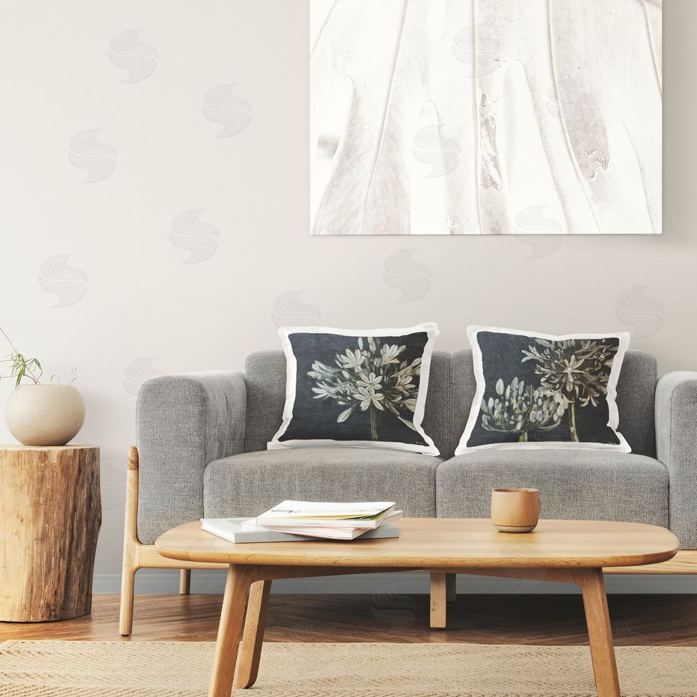 Patricia Pinto Blossoming Flower Stem Botanical Printed Plush Polyester Throw Pillow On Chair