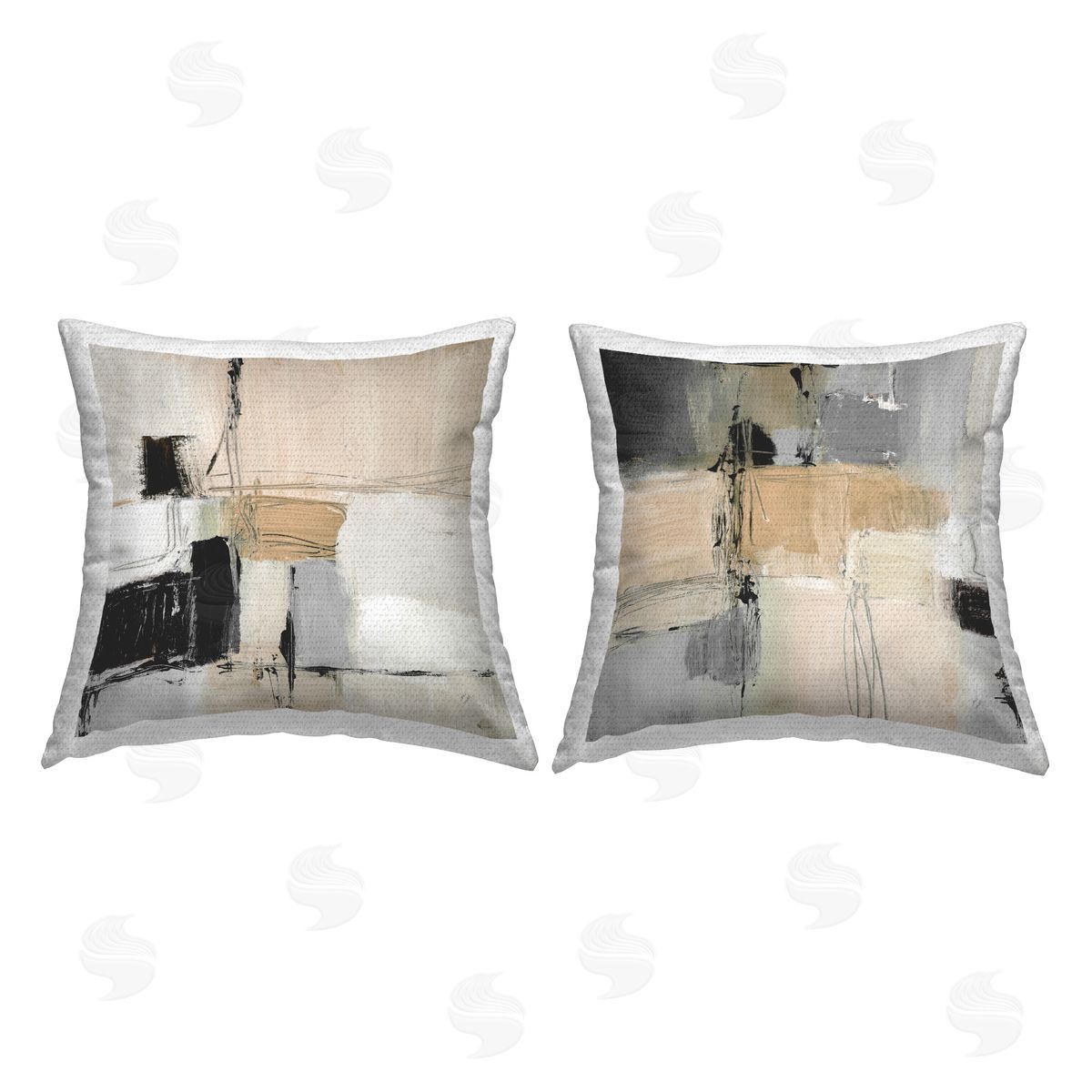 Lanie Loreth Neutral & Grey Abstraction Outdoor Quick-Dry Polyester Printed Throw Pillow