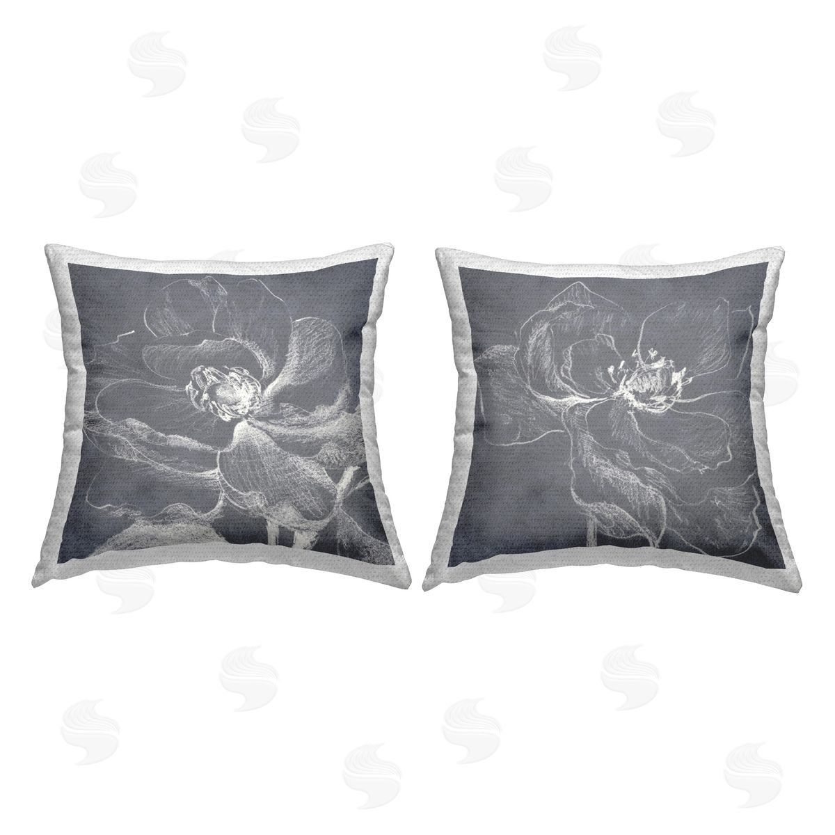 Lanie Loreth Chalkboard Magnolia Blossom Sketch Outdoor Quick-Dry Polyester Printed Throw Pillow