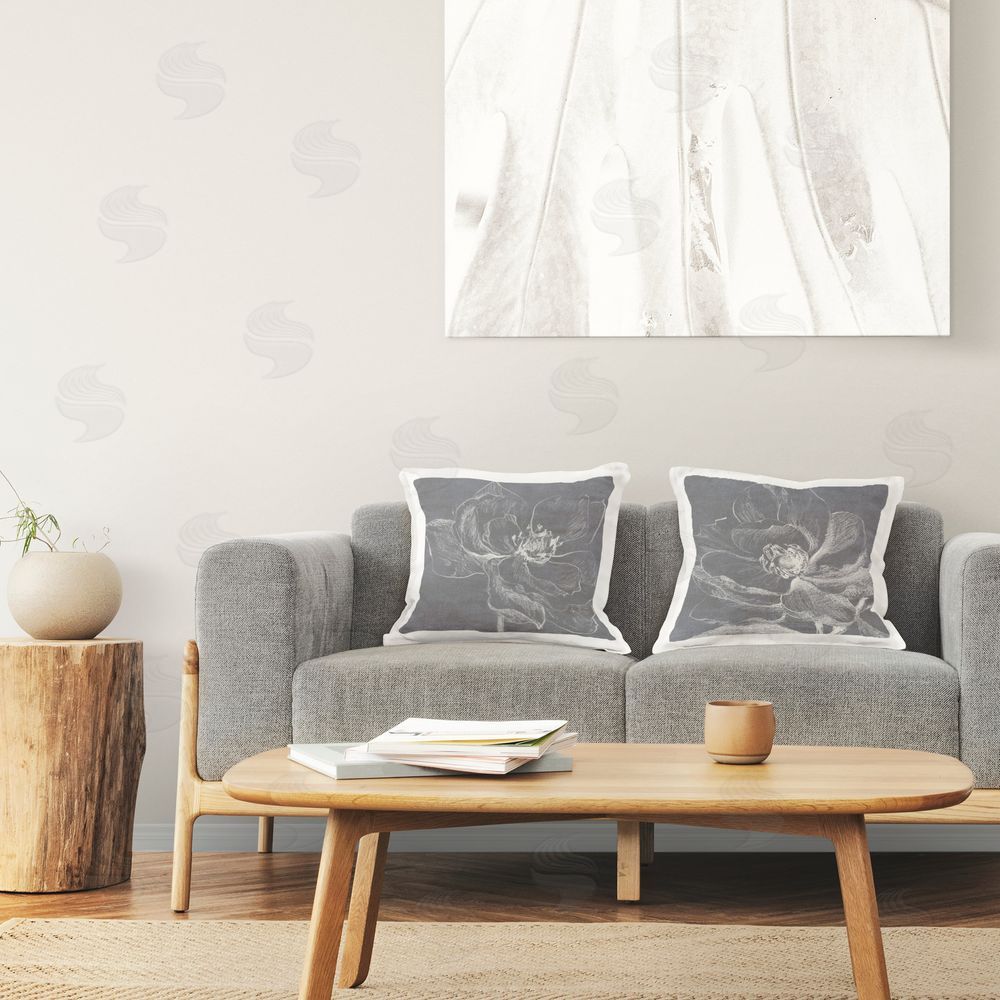 Lanie Loreth Chalkboard Magnolia Blossom Sketch Printed Plush Polyester Throw Pillow On Chair