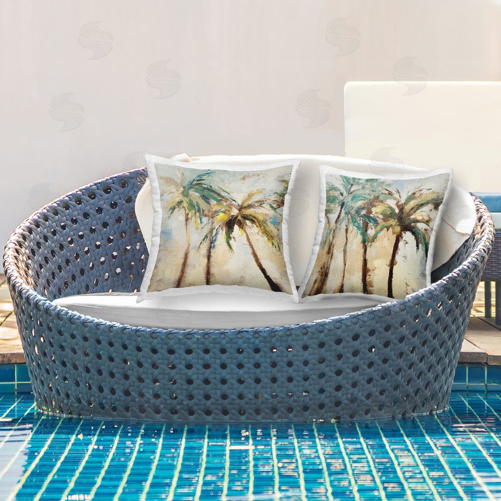 Lanie Loreth Abstract Palm Trees Outdoor Quick-Dry Polyester Printed Throw Pillow in Back Yard