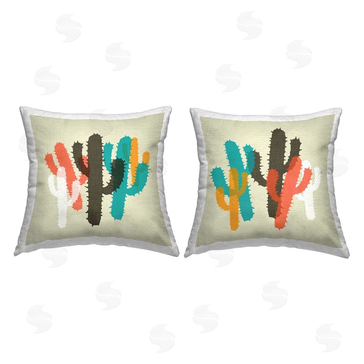 SD Graphics Studio Vibrant Overlapping Cactus   Outdoor Quick-Dry Polyester Printed Throw Pillow
