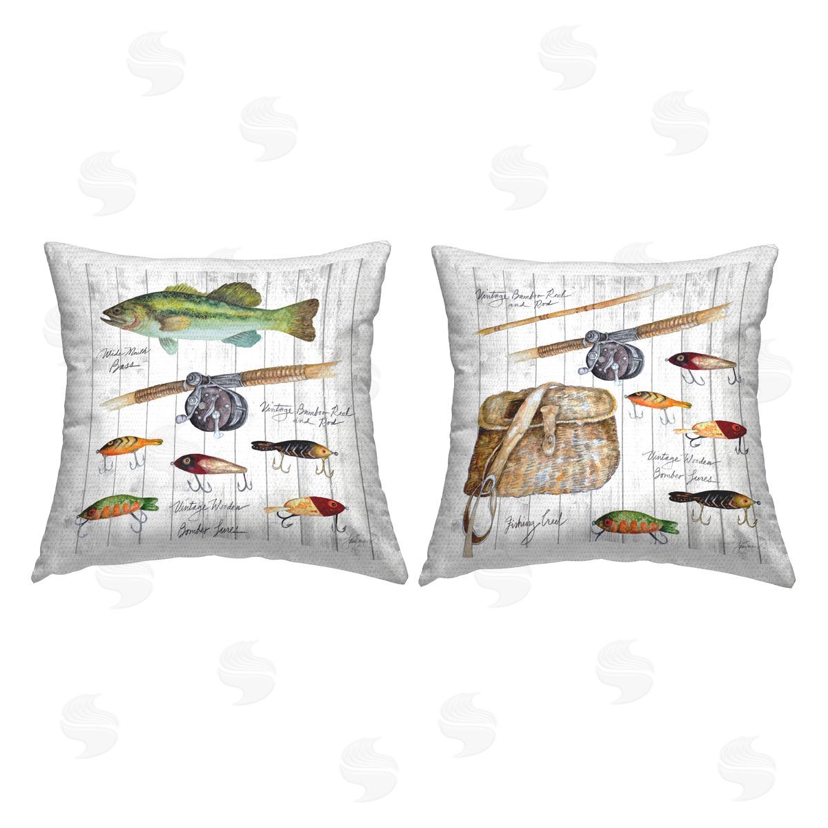 Patricia Pinto Vintage Fishing Gear Outdoor Quick-Dry Polyester Printed Throw Pillow