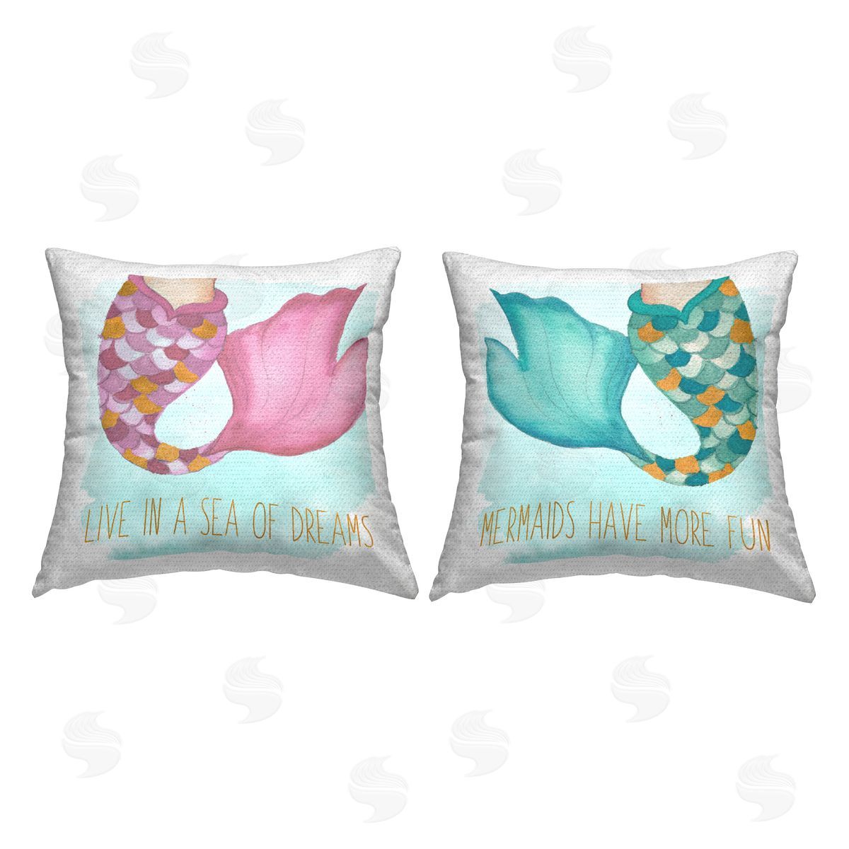 Elizabeth Medley Fun Mermaid Tails Outdoor Quick-Dry Polyester Printed Throw Pillow