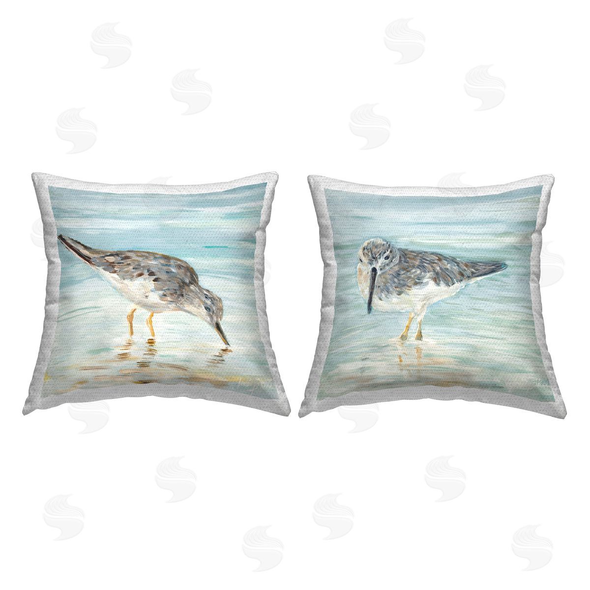 Emma Caroline Piping Plover Shoreline Birds Outdoor Quick-Dry Polyester Printed Throw Pillow
