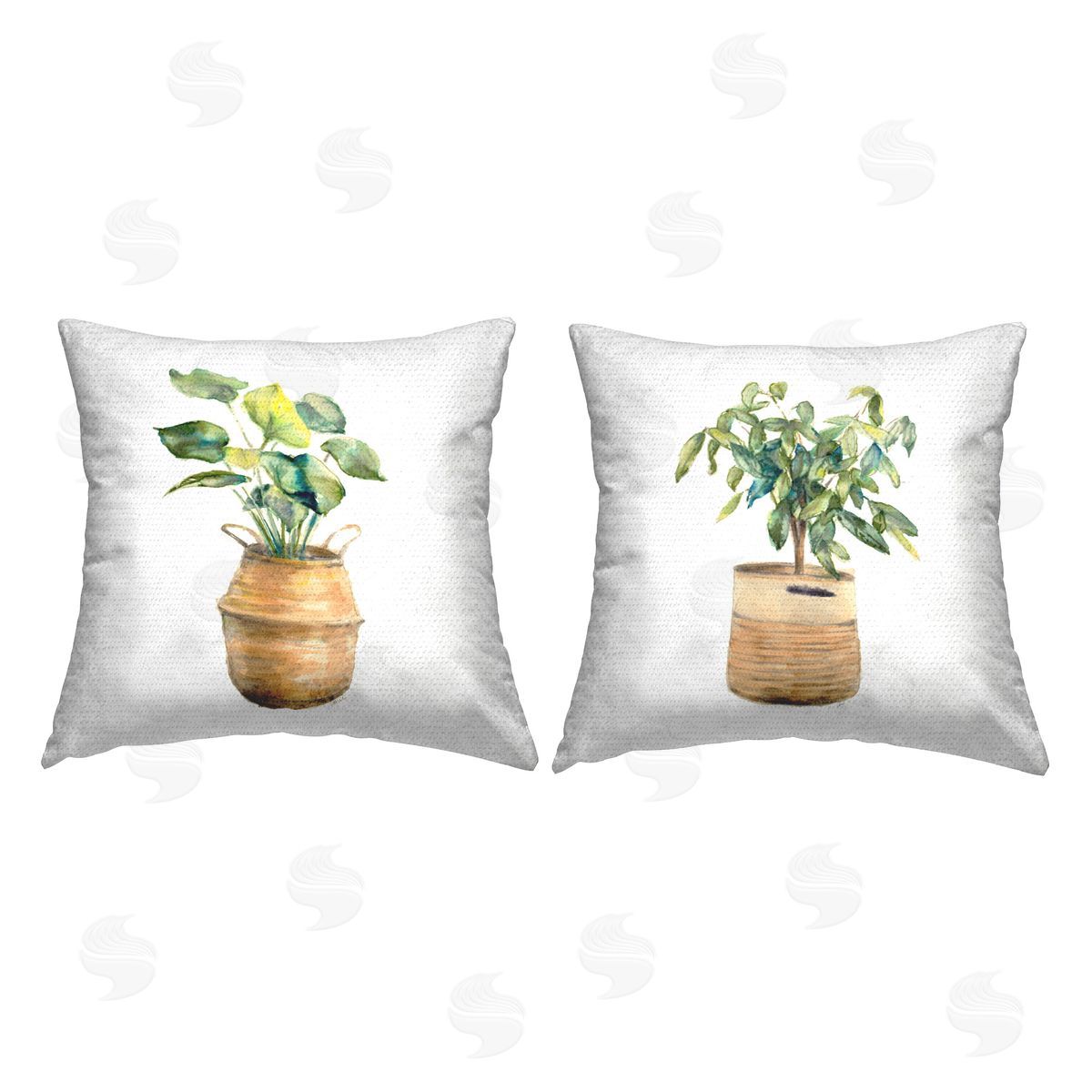 Julie T. Chapman Lush Houseplants in Wicker Pots Outdoor Quick-Dry Polyester Printed Throw Pillow