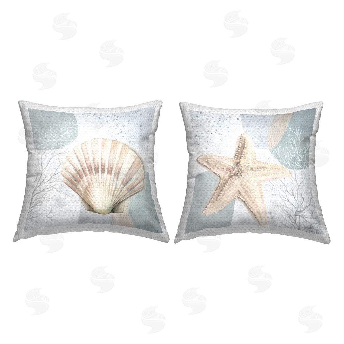 Patricia Pinto Scallop Starfish Sealife Outdoor Quick-Dry Polyester Printed Throw Pillow