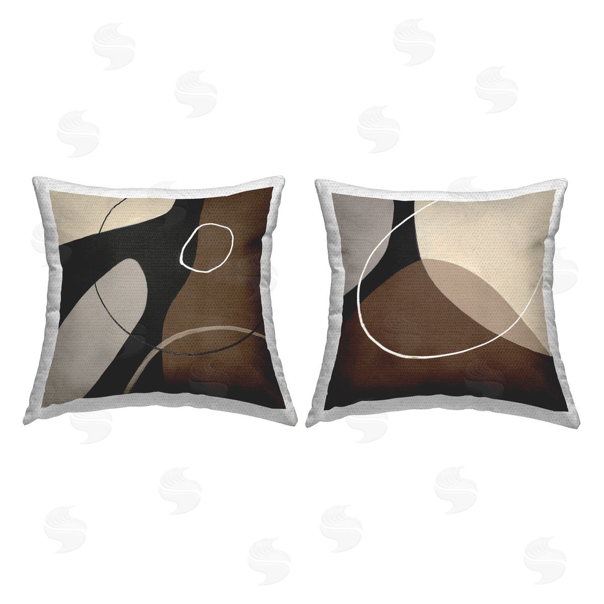 Patricia Pinto Classic Abstract Shape Neutral Tone Outdoor Quick-Dry Polyester Printed Throw Pillow