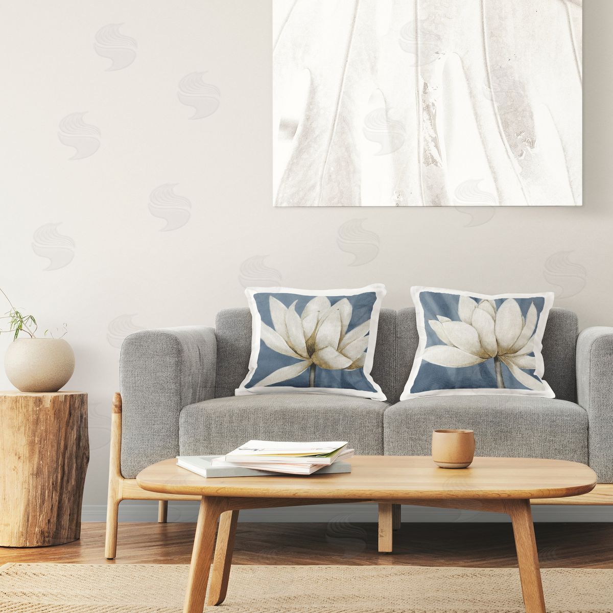 Veronique Charron Traditional Floral Falling Petals Printed Plush Polyester Throw Pillow