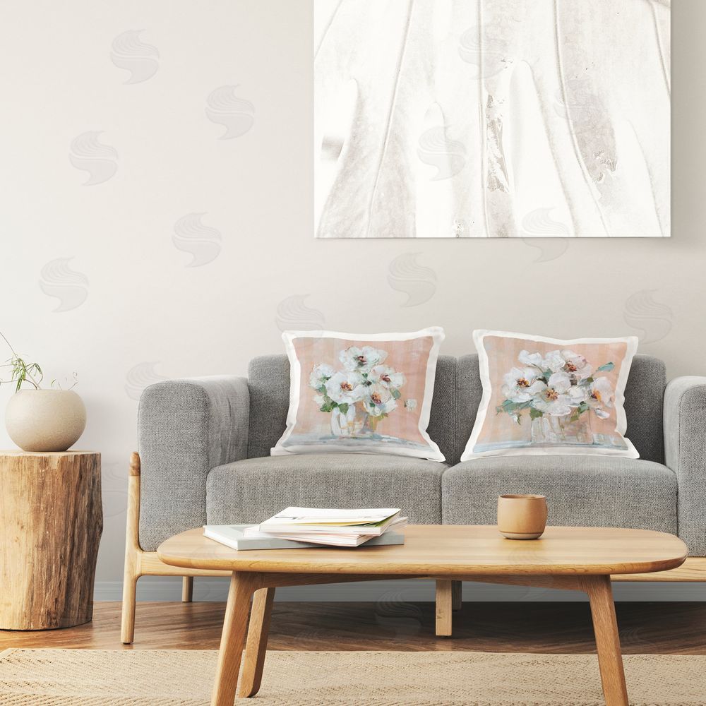 CAD Designs Abstract Floral Vase  Printed Plush Polyester Throw Pillow On Chair