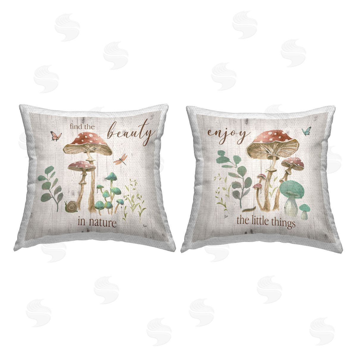 Mike Schick Enjoy Beauty Mushroom Outdoor Quick-Dry Polyester Printed Throw Pillow