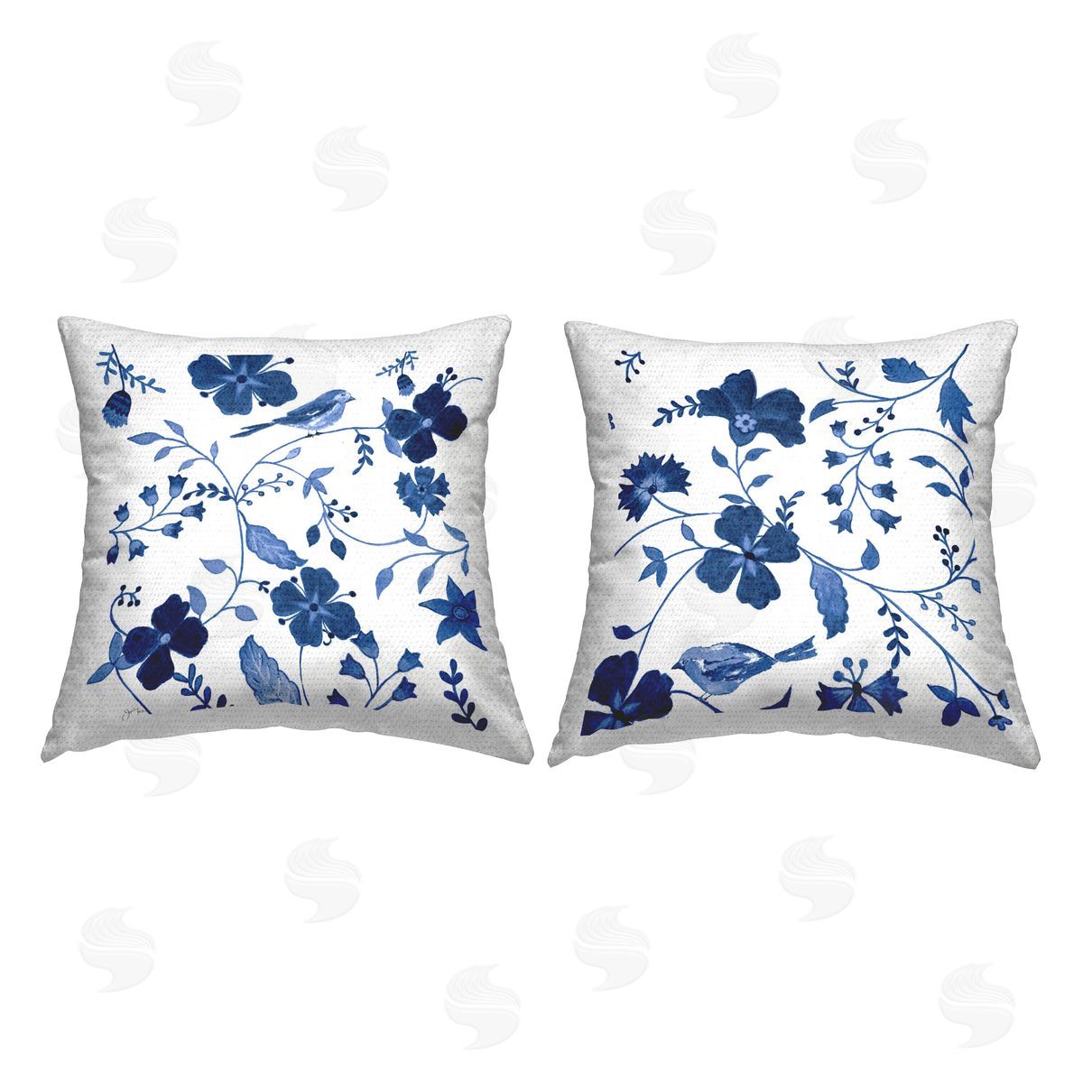 Janet Tava Minimal Floral & Bird Outdoor Quick-Dry Polyester Printed Throw Pillow