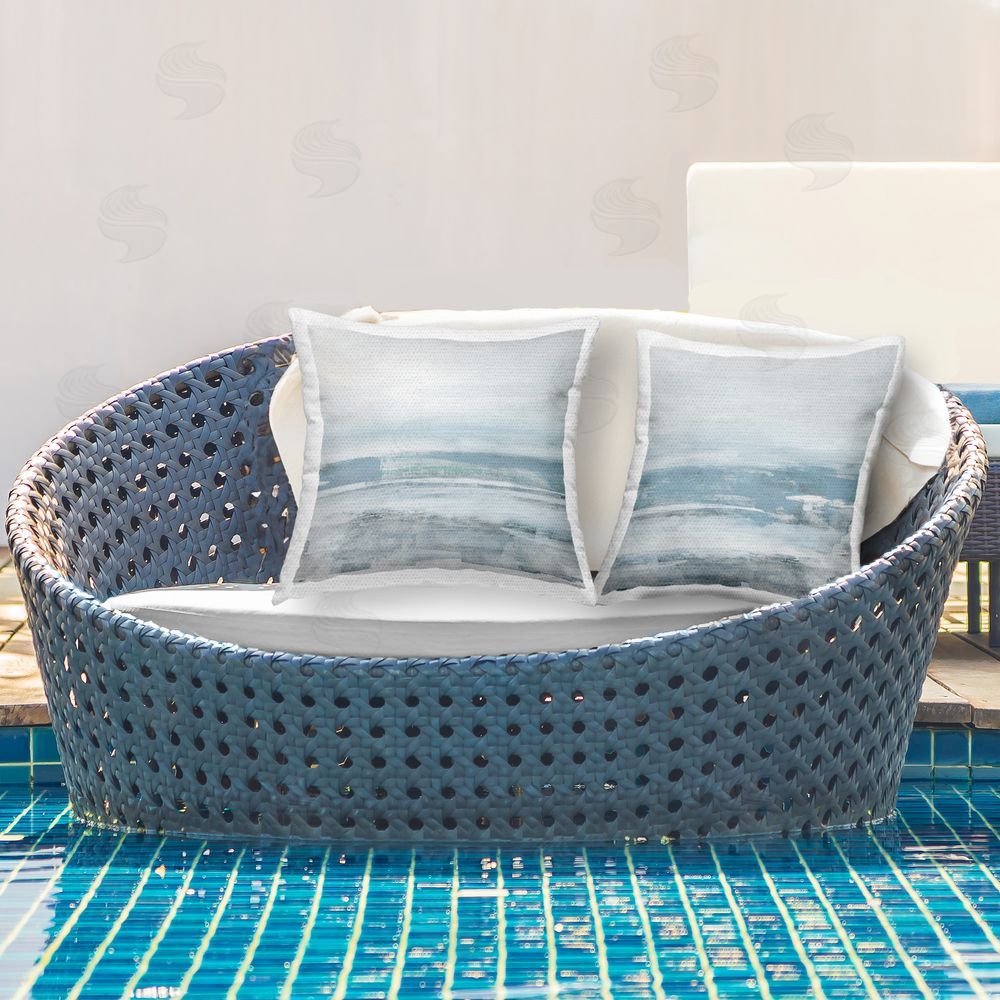 Katrina Craven Abstract Ocean Beach Outdoor Quick-Dry Polyester Printed Throw Pillow in Back Yard