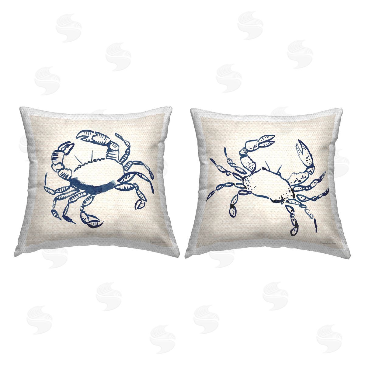 Mercedes Lopez Charro Coastal Crabs Minimal Outdoor Quick-Dry Polyester Printed Throw Pillow