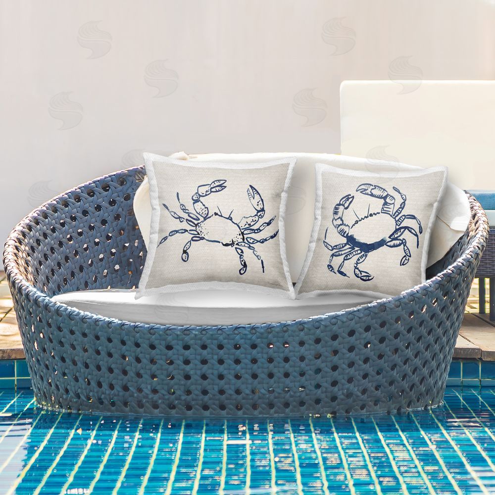 Mercedes Lopez Charro Coastal Crabs Minimal Outdoor Quick-Dry Polyester Printed Throw Pillow in Back Yard