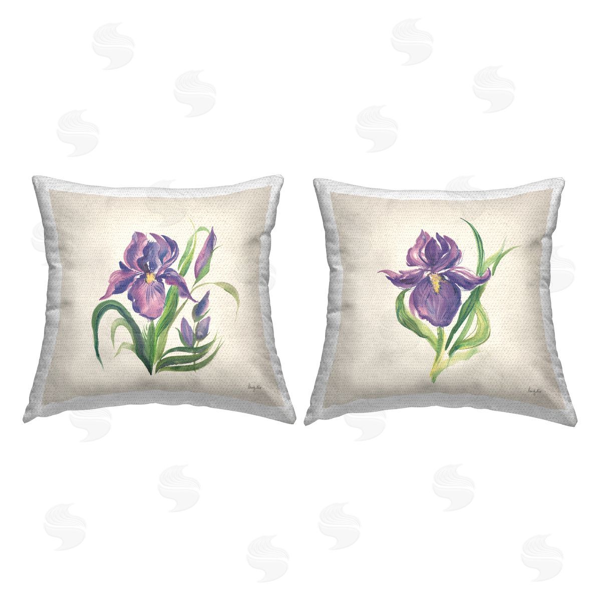 Kristy Rice Purple Iris in Bloom Outdoor Quick-Dry Polyester Printed Throw Pillow