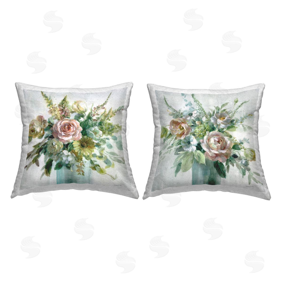 Danhui Nai Sage Peach Still Life Florals Outdoor Quick-Dry Polyester Printed Throw Pillow