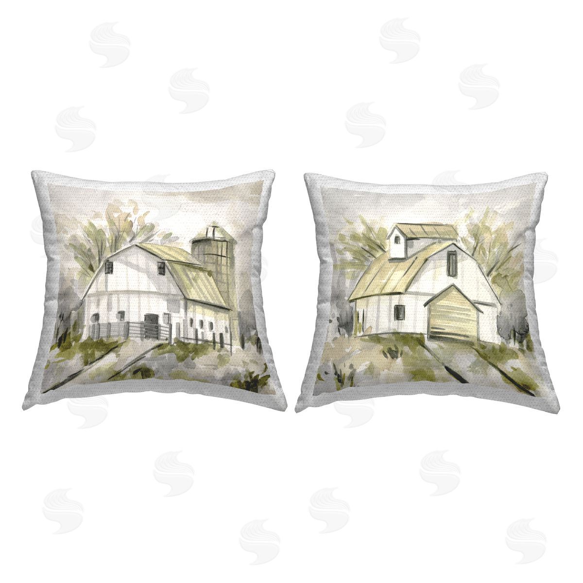 Stupell Studio Sketch Drawing Barn Silo Outdoor Quick-Dry Polyester Printed Throw Pillow