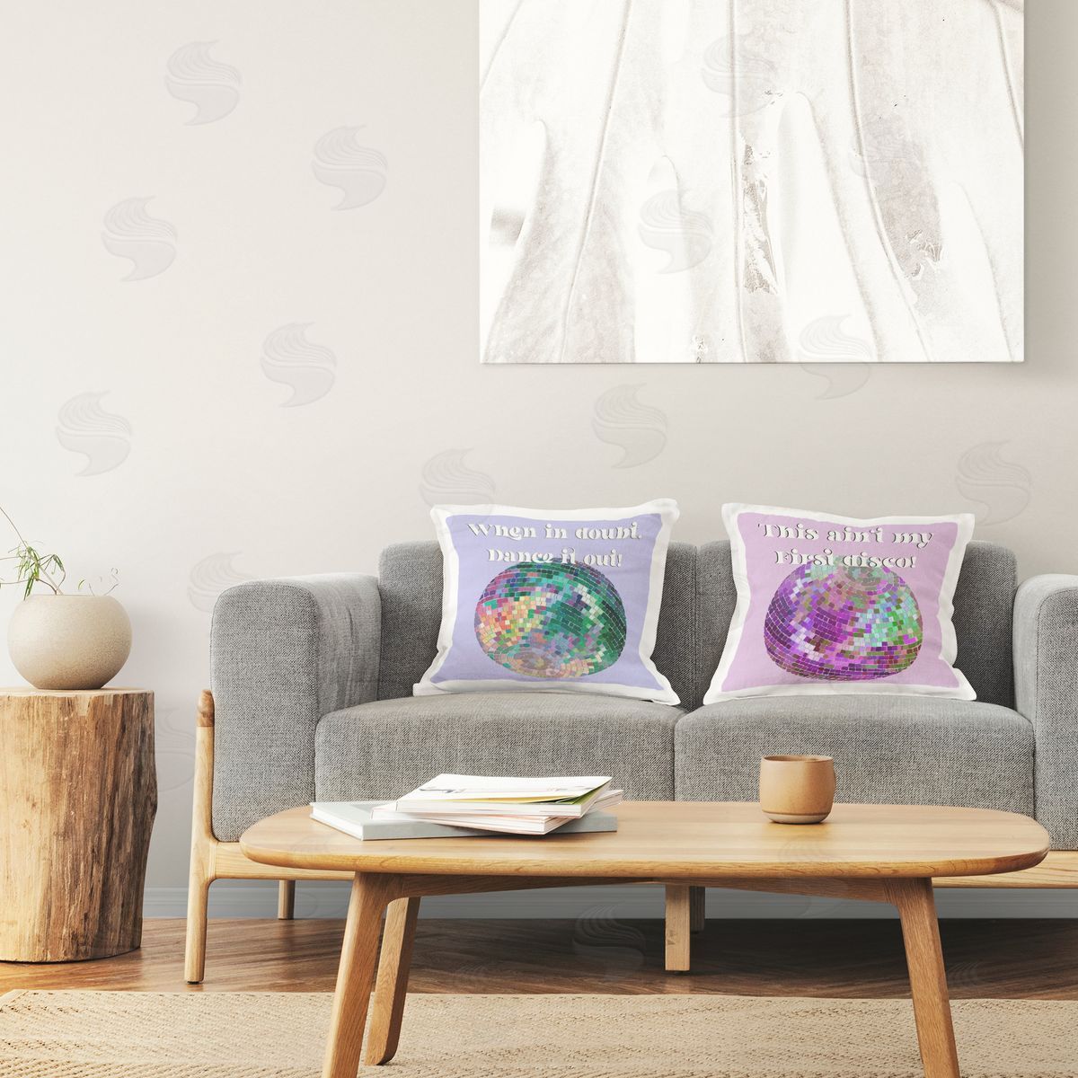 Regina Moore Fun Disco Phrases Printed Plush Polyester Throw Pillow
