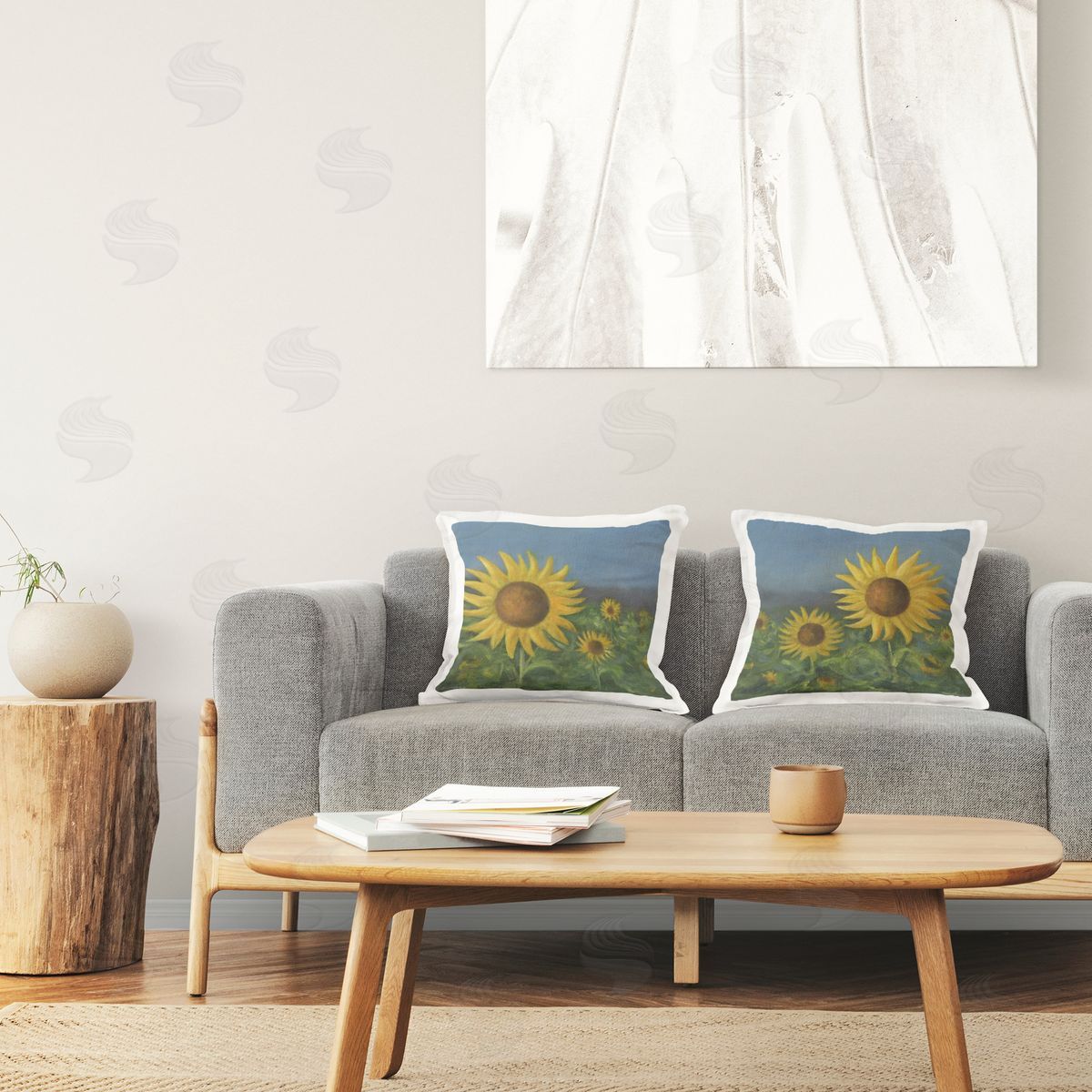 Stupell Studio Gorgeous Sunflower Field Printed Plush Polyester Throw Pillow