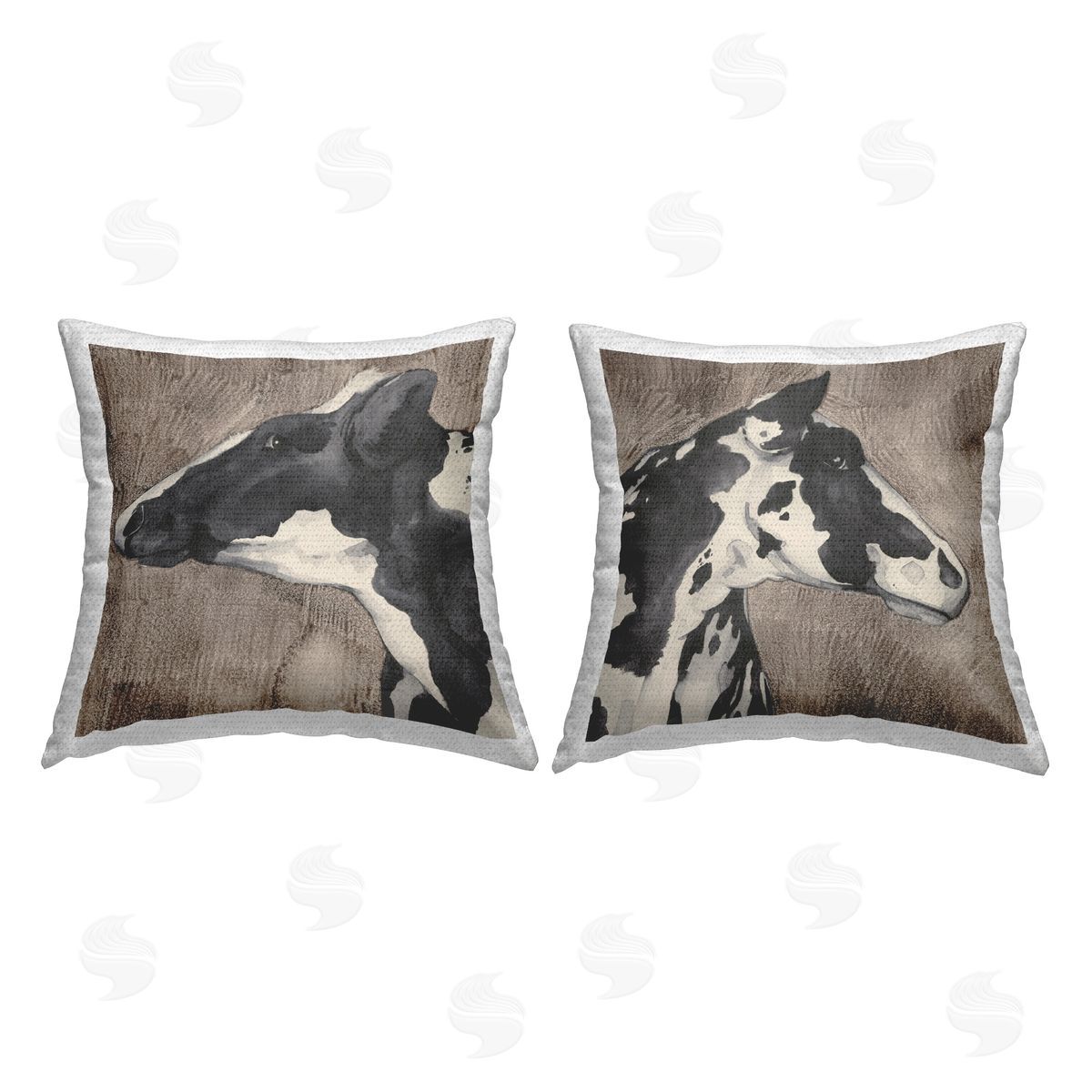Stupell Studio Holstein Cow Portrait Profile  Outdoor Quick-Dry Polyester Printed Throw Pillow