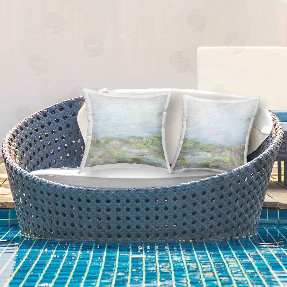 Stupell Studio Pastel Abstract Spring Field Outdoor Quick-Dry Polyester Printed Throw Pillow in Back Yard