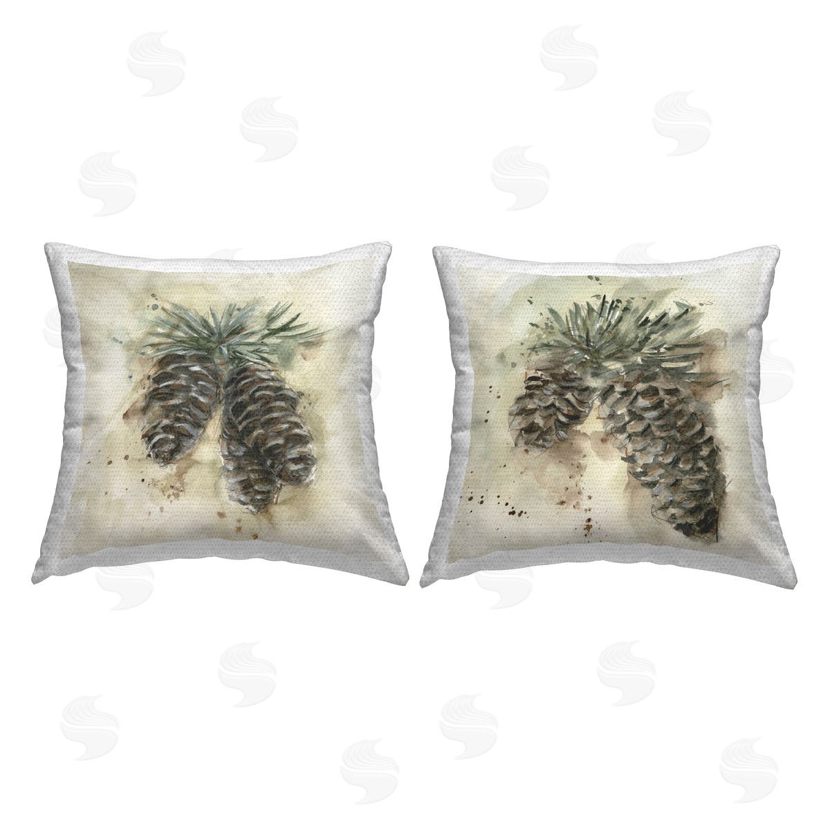 Stupell Studio Watercolor Drawing Pine Cones Outdoor Quick-Dry Polyester Printed Throw Pillow
