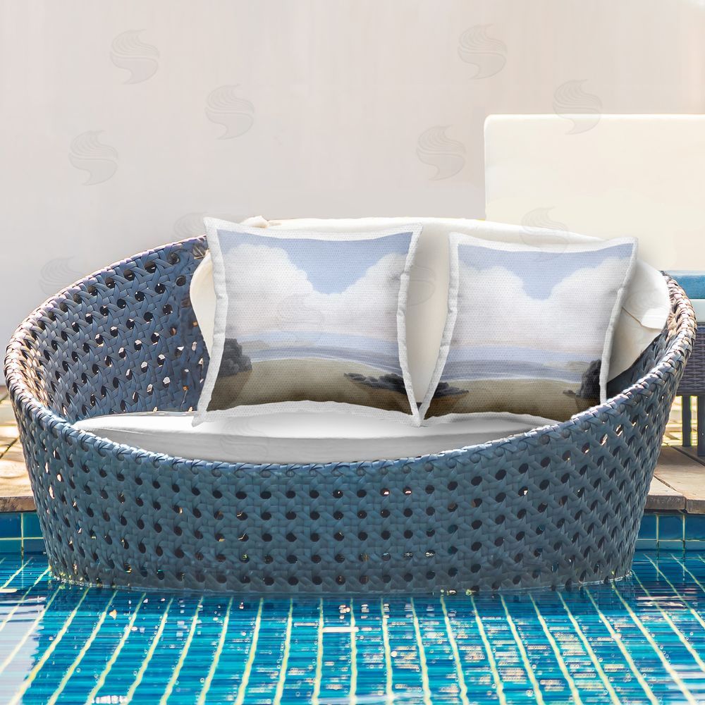 Stupell Studio Abstract Secluded Beach Alcove  Outdoor Quick-Dry Polyester Printed Throw Pillow in Back Yard