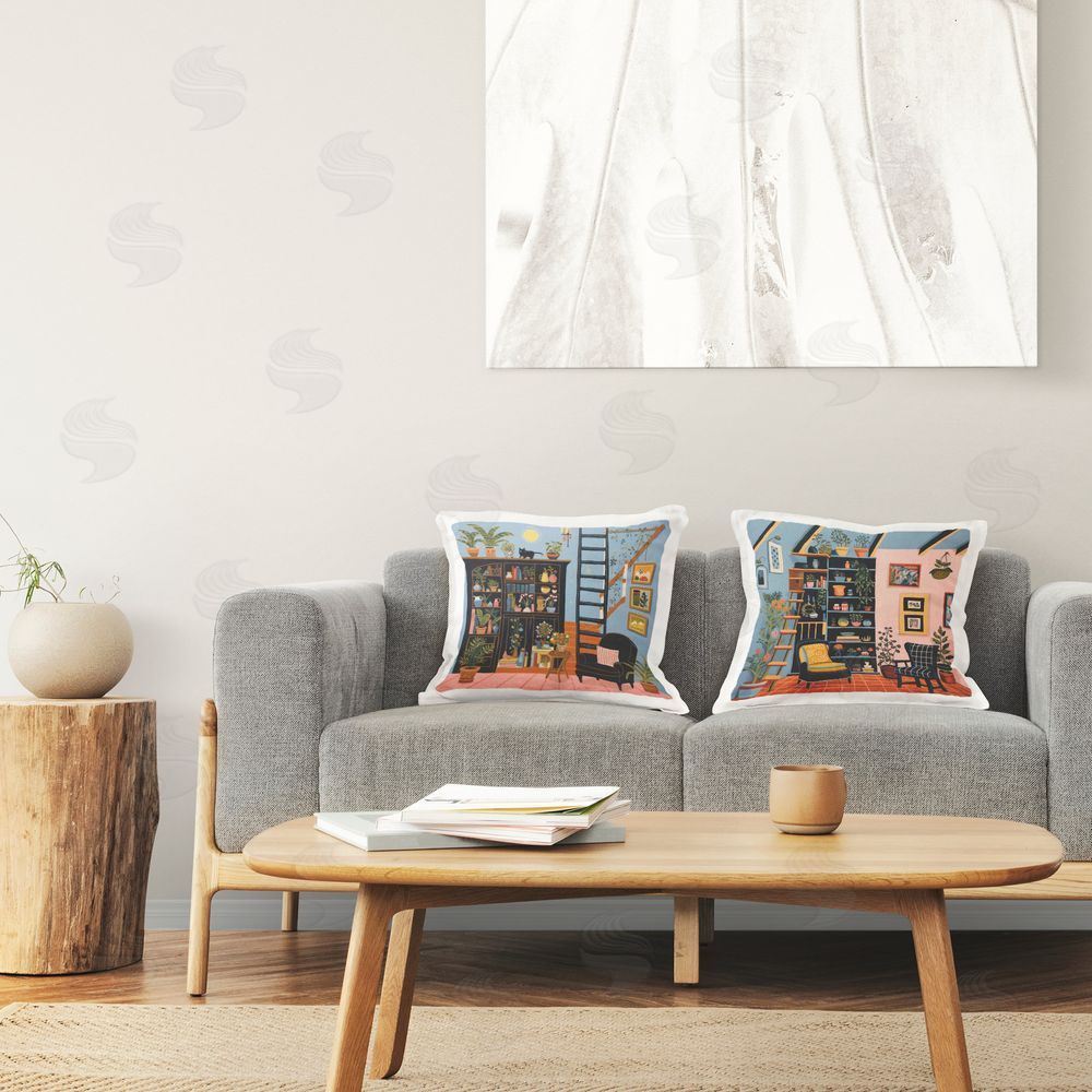 Lazar Studio Cozy Decorated Reading Nook Printed Plush Polyester Throw Pillow On Chair