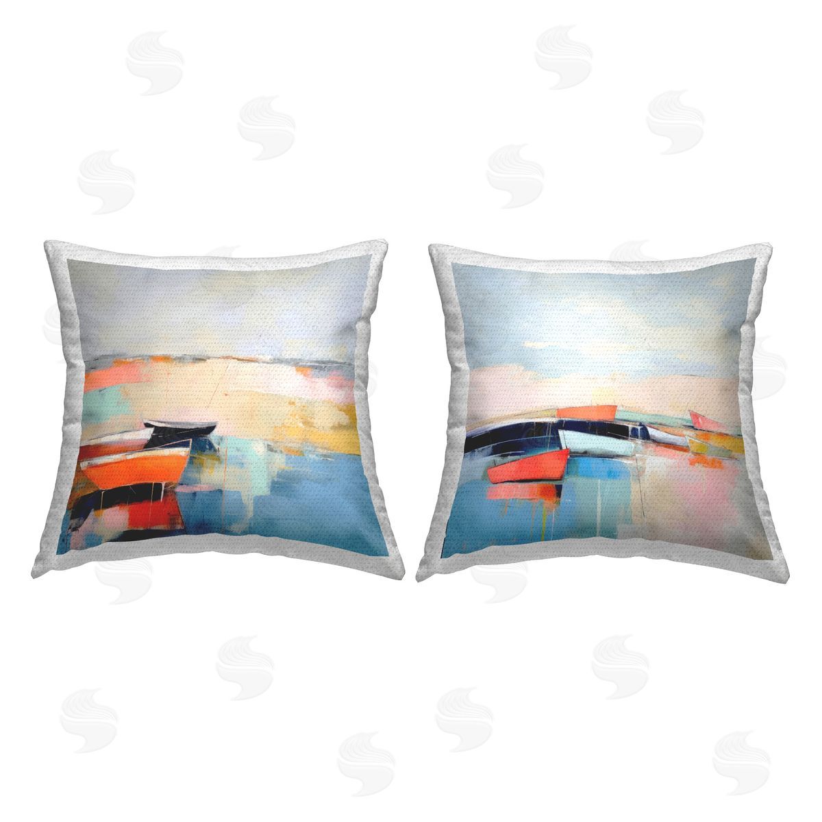 Irena Orlov Abstract Boat Reflections Outdoor Quick-Dry Polyester Printed Throw Pillow