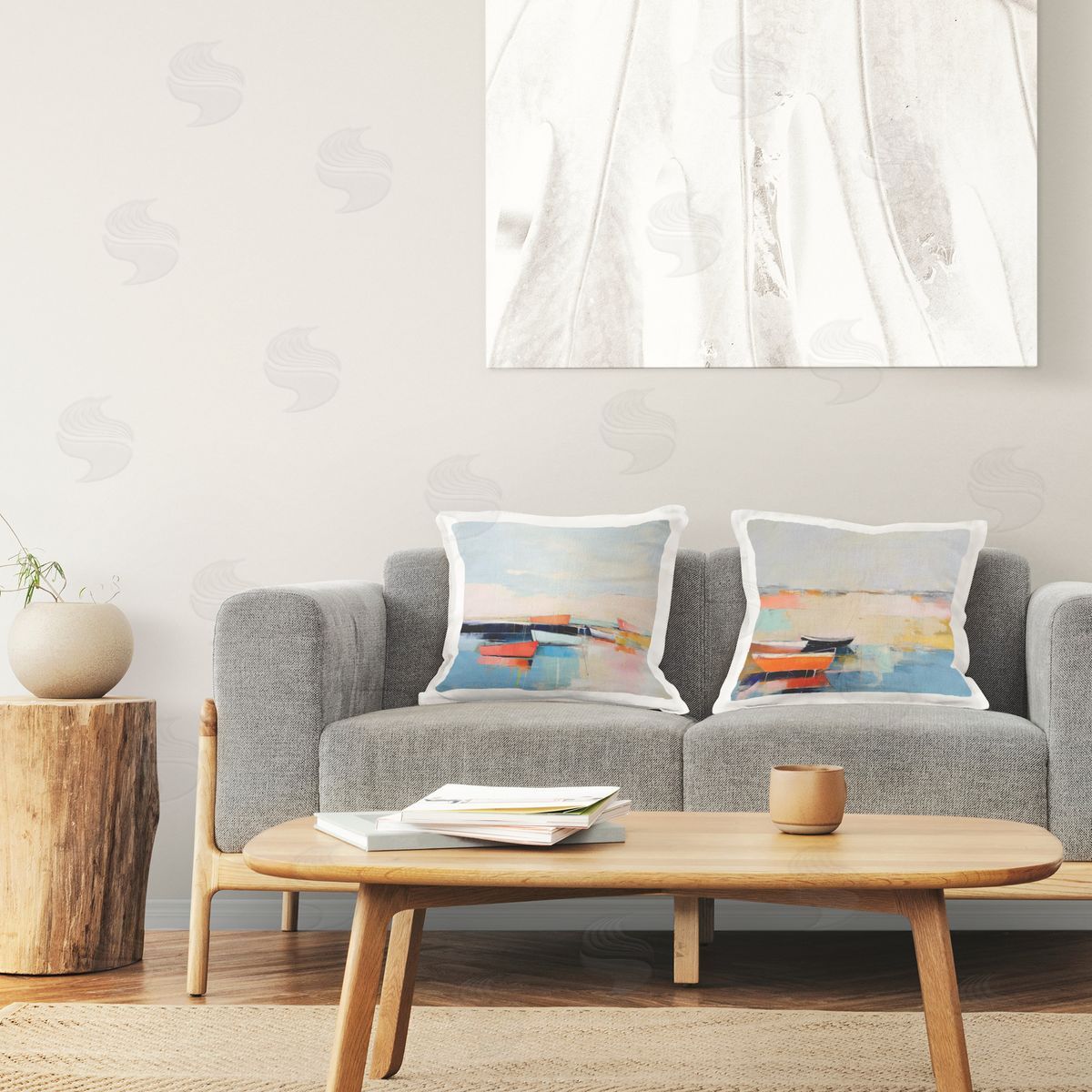 Irena Orlov Abstract Boat Reflections Printed Plush Polyester Throw Pillow