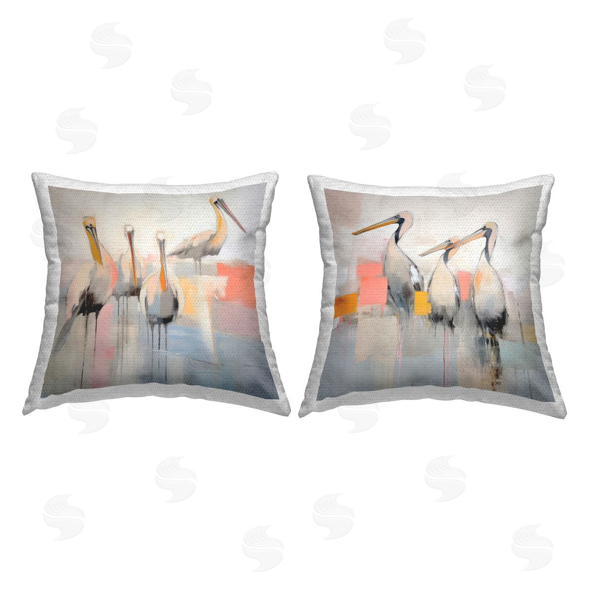 Irena Orlov Abstract Pelican Bird  Outdoor Quick-Dry Polyester Printed Throw Pillow