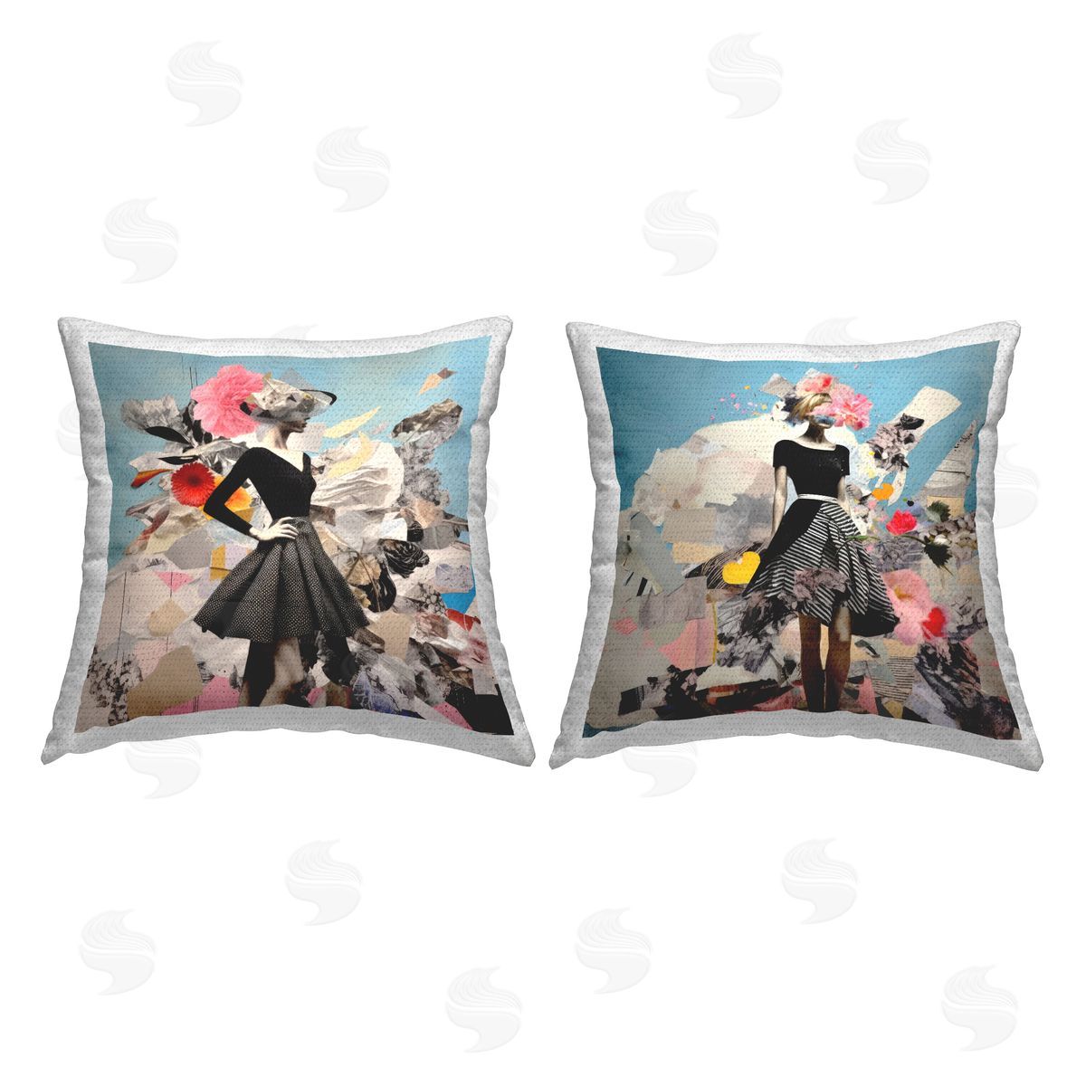 Irena Orlov Glam Fashion Figure Pose Outdoor Quick-Dry Polyester Printed Throw Pillow