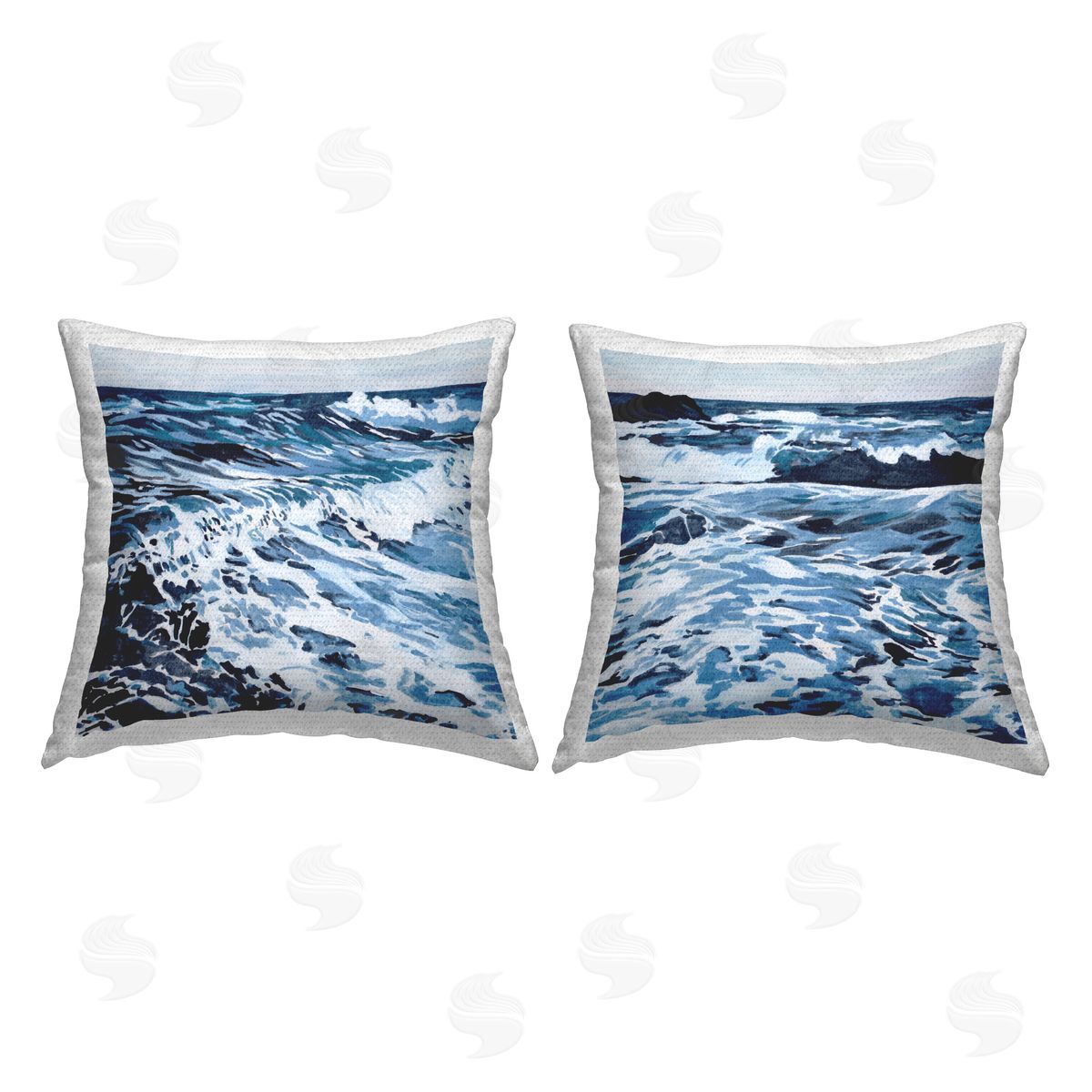 Melissa Wang Breaking Ocean Waves Outdoor Quick-Dry Polyester Printed Throw Pillow